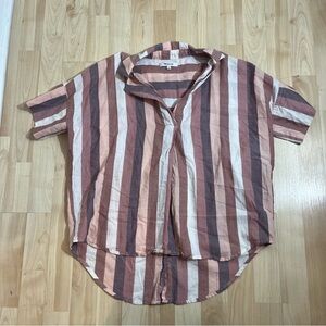 MADEWELL Courier Button-Back Shirt in Pocatello Stripe Women’s Size Xxs